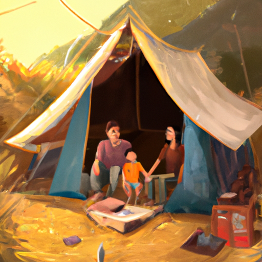משפחה המתגוררת באוהל בקהילה בת קיימא, מדגישה את הפוטנציאל לאורח חיים ידידותי לסביבה.