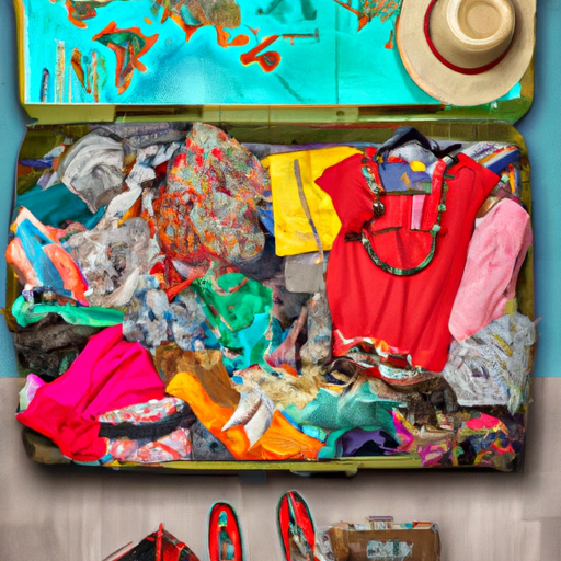 מזוודה עמוסה בבגדי קיץ וחפצים חיוניים לטיול בתאילנד